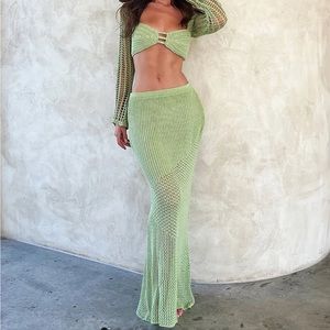 Tiger Mist Crochet 2-piece maxi skirt and crop top